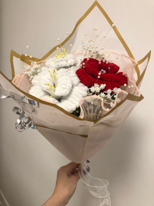 Bouquet de fleurs 💐 blanches et rouges